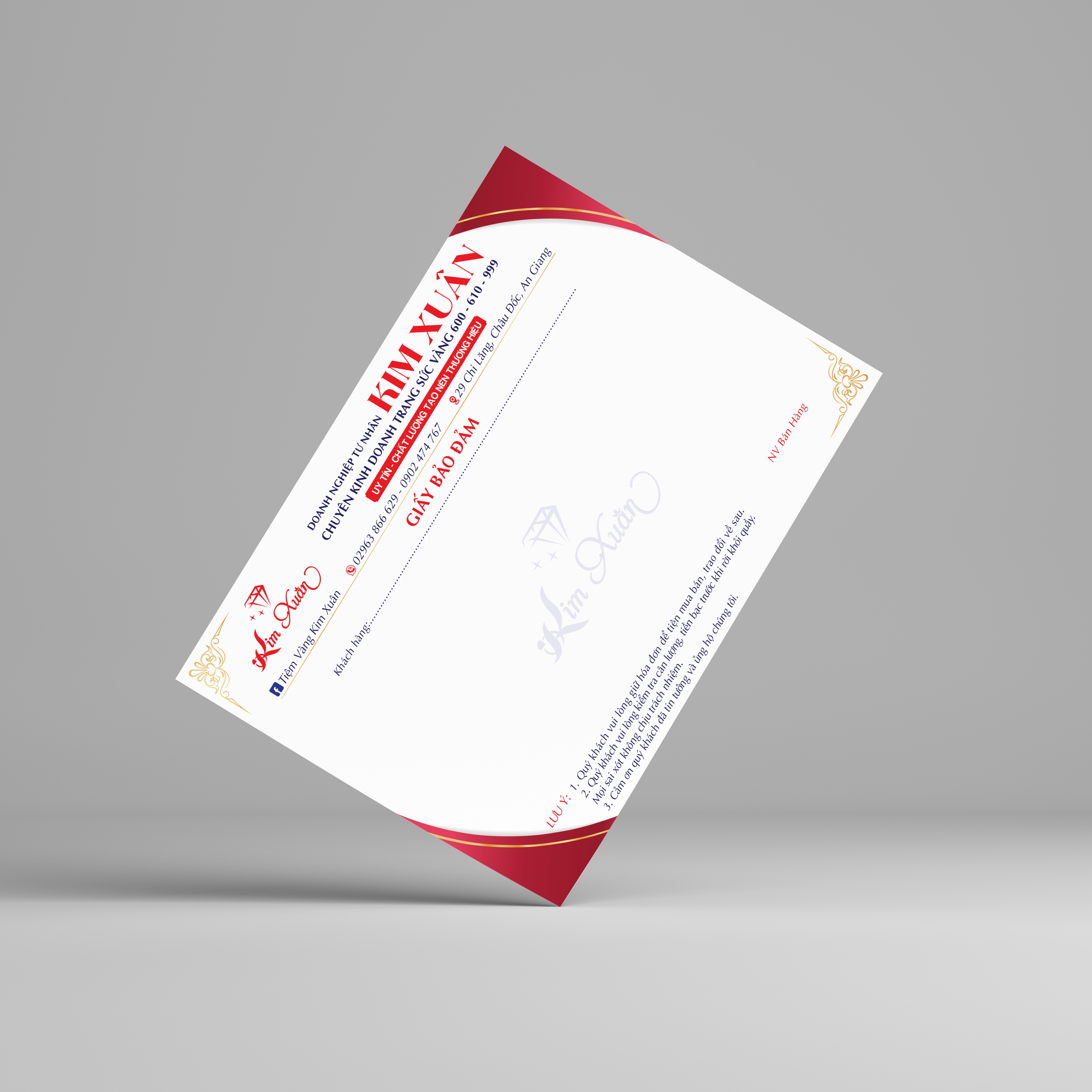 mẫu giấy bảo đảm vàng đẹp