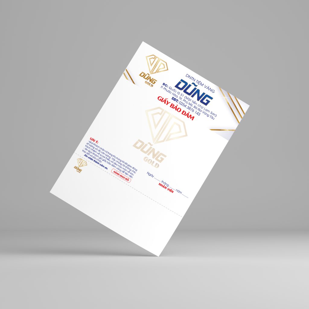 giấy bảo đảm vàng đẹp